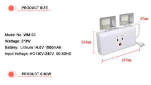 LED Rechargeable Emergency Battery Fire-Fighting Twin Heads Wall Amounted Customized Lamp